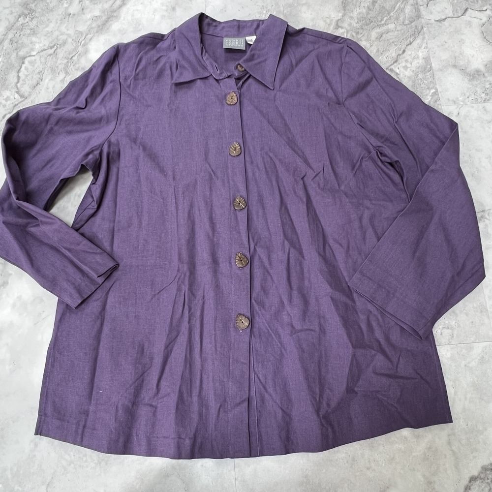 NWT Rabbit Rabbit RABBIT DESIGNS Purple Linen Blend Wood Button‎ Size 14 XLarge